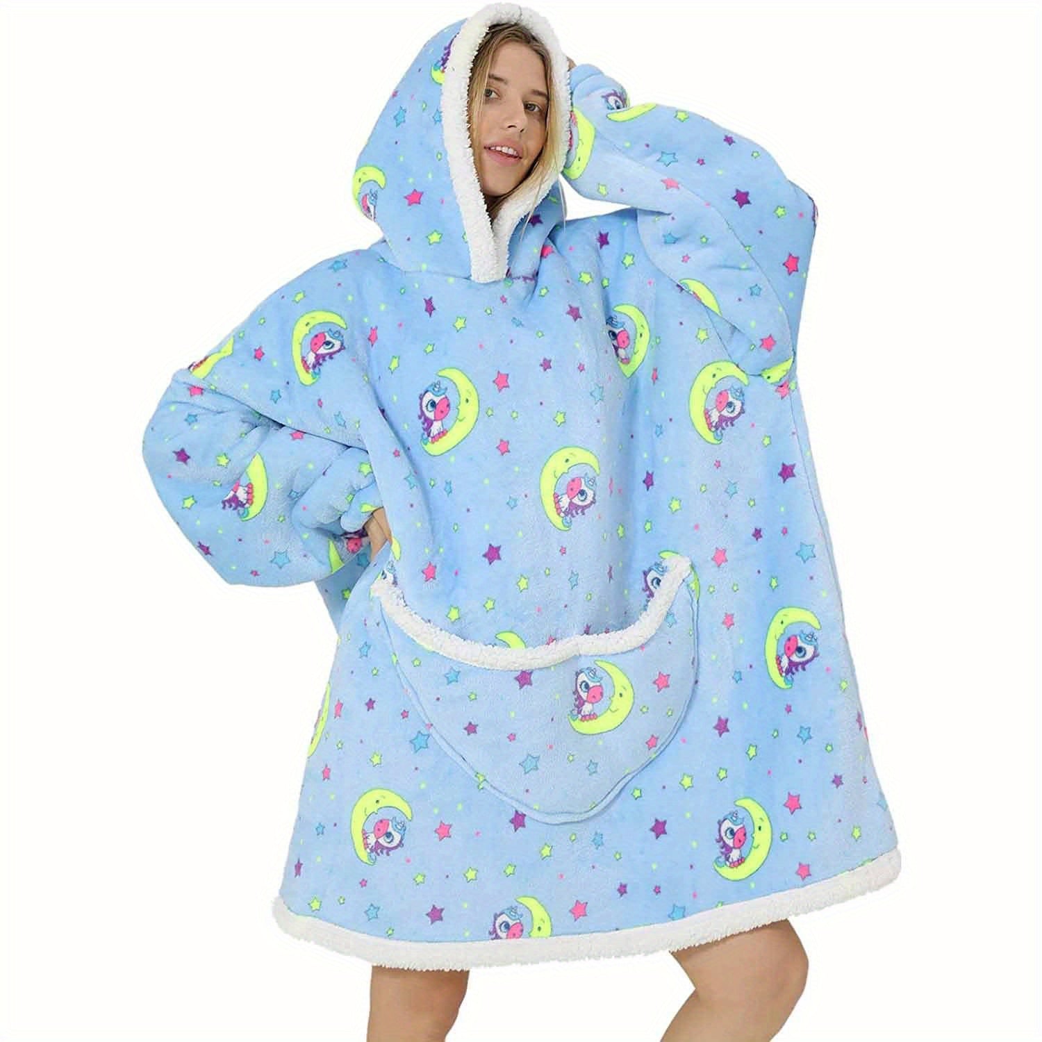 1pc Oversized Blanket Hoodie, Sherpa Fleece Hooded Blanket For Women, Ultra Soft Warm Wearable Blanket Sweatshirt Women Men Adult, Gift For Ladies