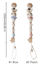 Modern Handmade Pacifier Chain Baby Teething Chains Crochet Rabbit Panda Beads Wooden Clips Wood Tiny Rod  For Kids