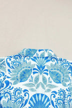 Sky Blue Boho Floral Print Frill Tiered Mini Dress