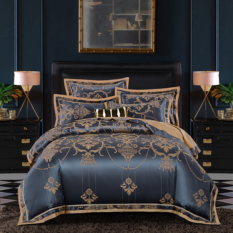 European-style luxury tencel cotton satin jacquard quilt cover four-piece set six-piece set Pi-Mart