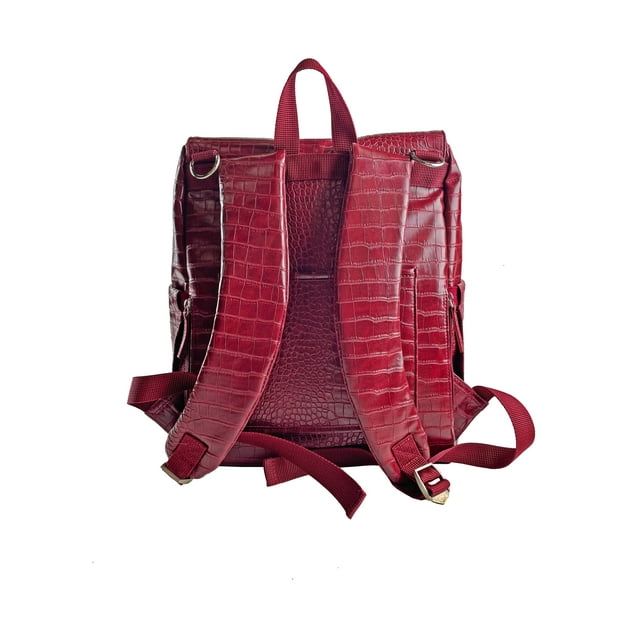 iPack Croc Backpack Diaper Bag with Adjustable Straps and Top Carry Handle, Maroon