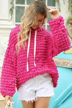 Rose Bubble Textured Waffle Hoodie - SJB-DIAMOND ELITES