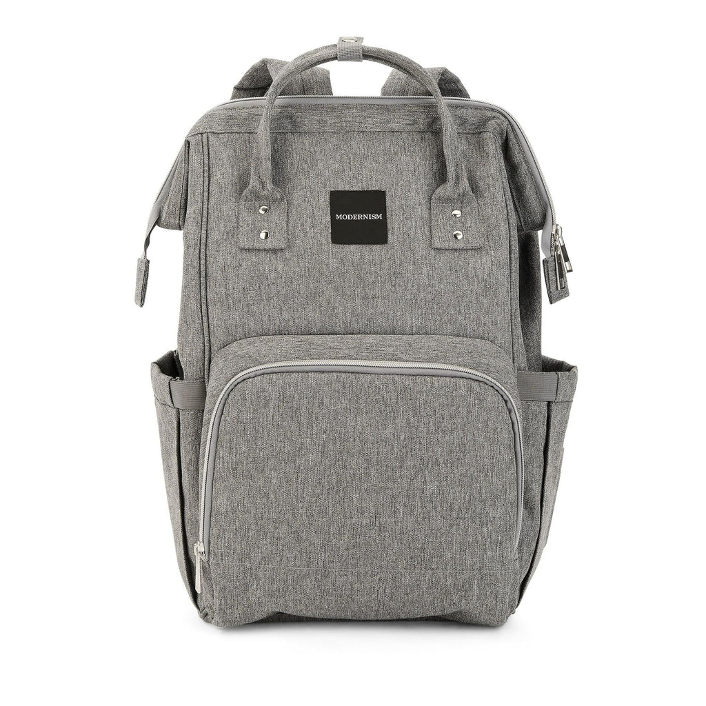 Modernism Adjustable Shoulder Straps Organizer pockets Insulated Bottle Storage Wet Wipes Pocket Backpack Diaper Bag, Gray EasyOptionXY LLC