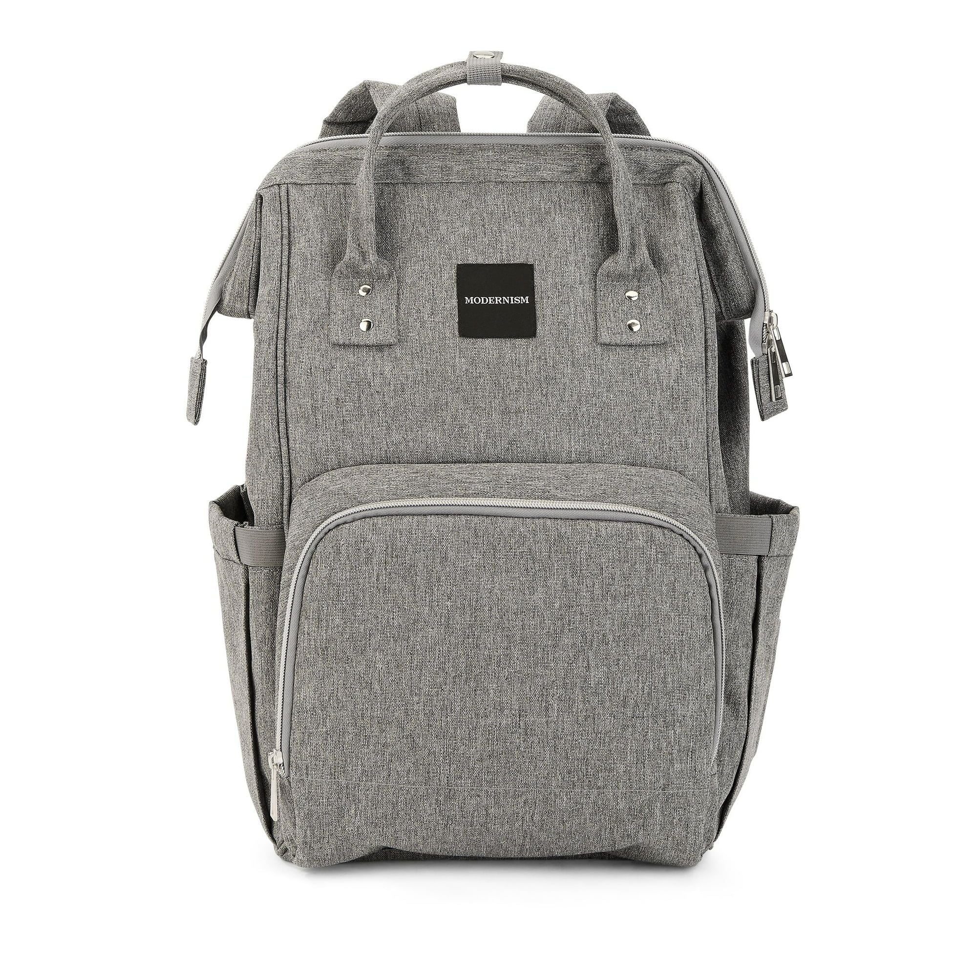 Modernism Adjustable Shoulder Straps Organizer pockets Insulated Bottle Storage Wet Wipes Pocket Backpack Diaper Bag, Gray EasyOptionXY LLC