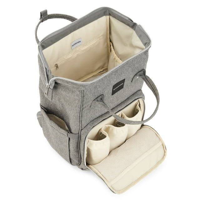 Modernism Adjustable Shoulder Straps Organizer pockets Insulated Bottle Storage Wet Wipes Pocket Backpack Diaper Bag, Gray EasyOptionXY LLC