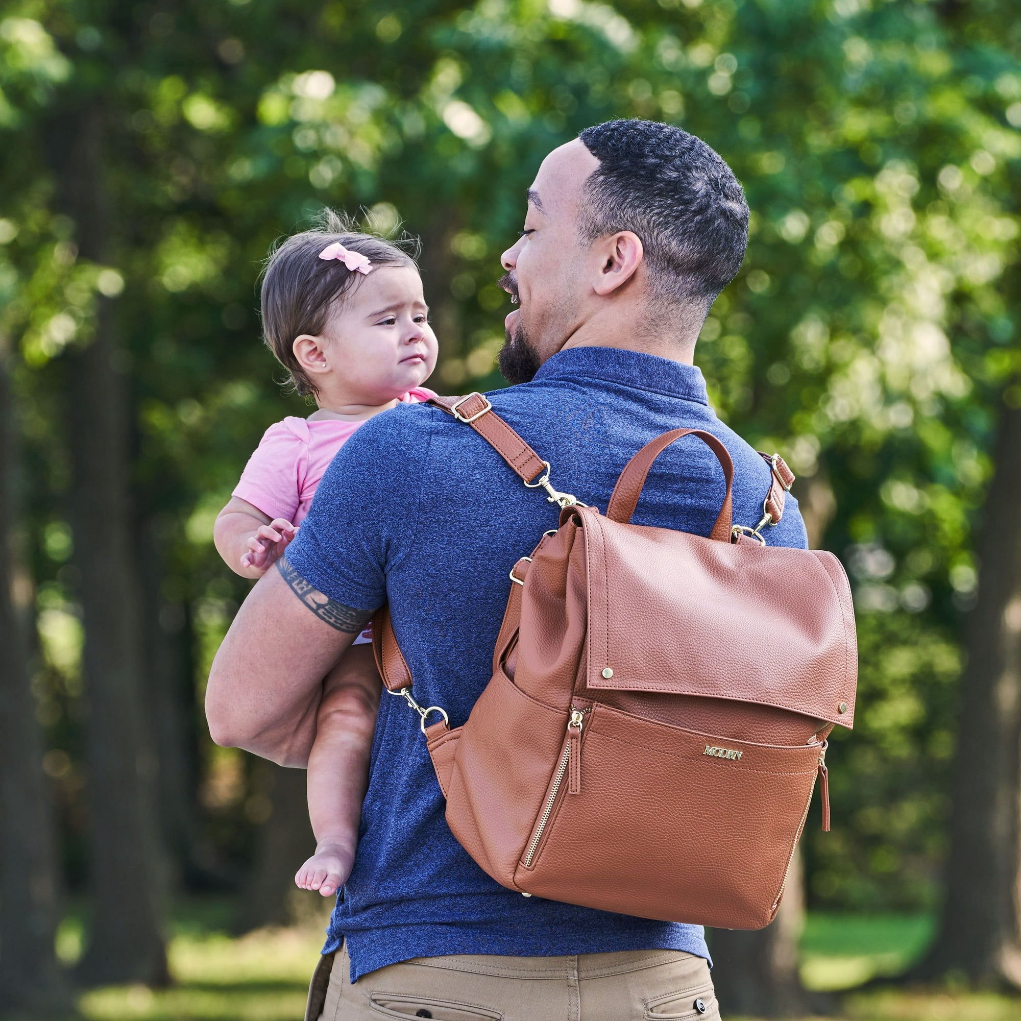 MoDRN Charli Diaper Bag in Cognac, Convertible Backpack with Adjustable Straps EasyOptionXY LLC