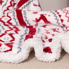 1pc Cozy Christmas Sherpa Blanket - Soft Plush Winter Cabin Throw Blanket for Boys and Girls - Holiday Reindeer Snowflakes Fleece Blanket with Warm and Fuzzy Texture for Cold Weather