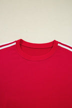 Varsity Stripe Crewneck Pullover and Sweatpants Set THRIXINE