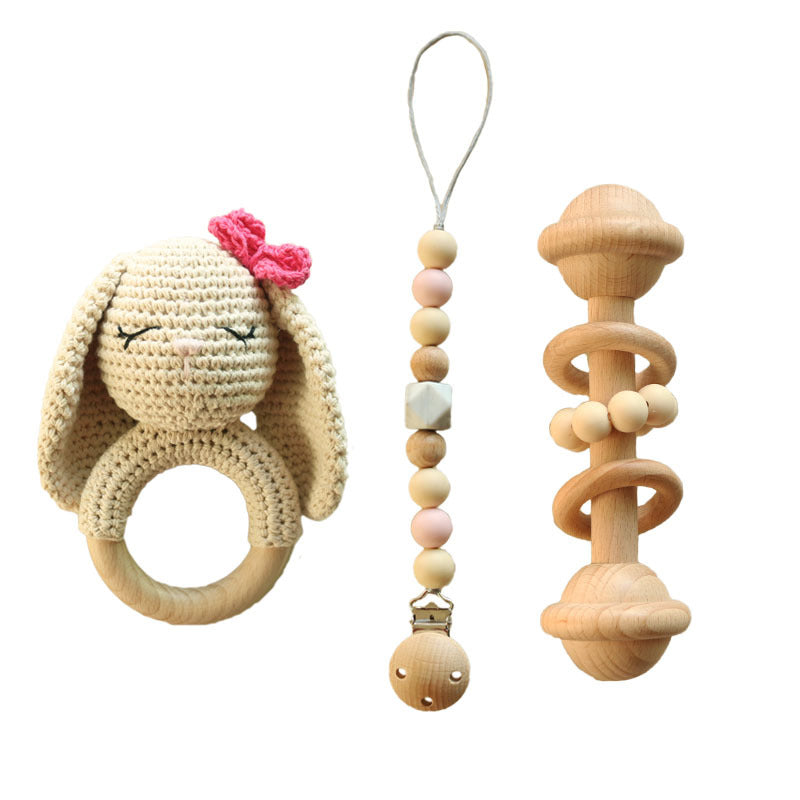 DIY Baby Handmade Wool Crochet Rabbit Rattle Toy Pi-Mart