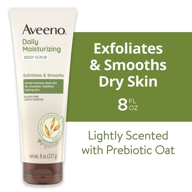 Aveeno Stress Relief Gentle Oat Exfoliating Bath and Body Scrub Soap-Free, 8 fl oz