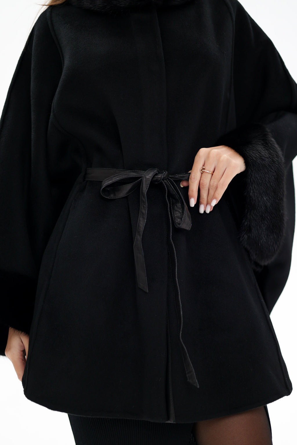 Genuine Scandinavian Mink Fur Double Face Wool Poncho - SJB-DIAMOND ELITES