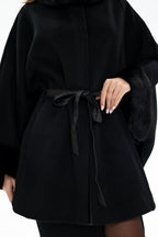 Genuine Scandinavian Mink Fur Double Face Wool Poncho - SJB-DIAMOND ELITES