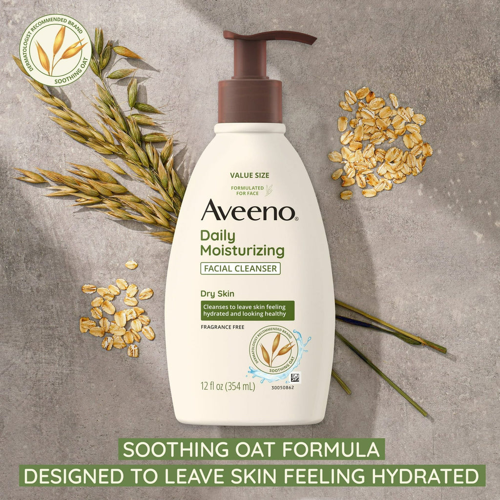 Aveeno Daily Moisturizing Facial Cleanser for Dry Skin, Soothing Oat Face Wash, 12 oz EasyOptionXY LLC