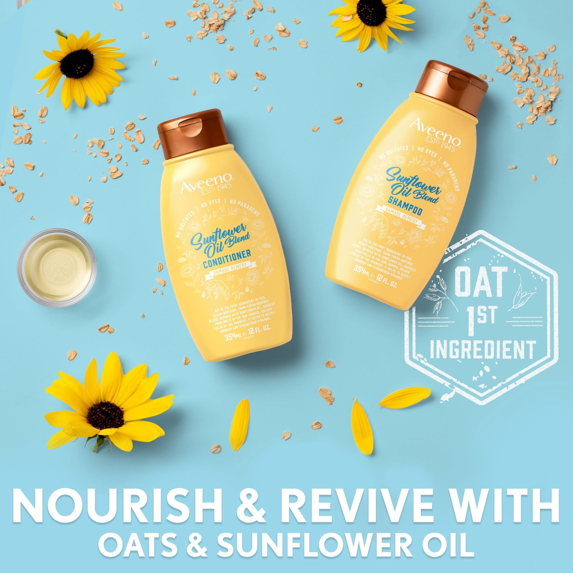 Aveeno Sunflower Oil Blend Moisturizing Nourishing Daily Shampoo, Red Currant Sugared Peony Vanilla, 12 fl oz EasyOptionXY LLC