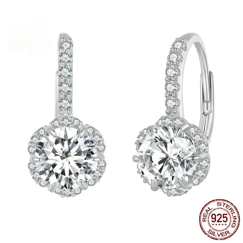 Sterling Silver Simple Elegant Moissanite Earrings Pi-Mart
