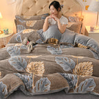Coral Velvet Sheet Duvet Cover Double Sided Plus Velvet Thick Bedding Set Pi-Mart