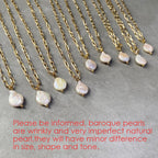Rectangle Link Chain Pearl Necklace Pi-Mart