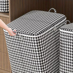 2pcs/5pcs Extra Large Capacity Stylish Houndstooth Storage Boxes - Durable, Space-Saving Closet Organizers with Handles for Easy Clothes, Blanket Storage and Organization at Home and Office Lootquake LLC