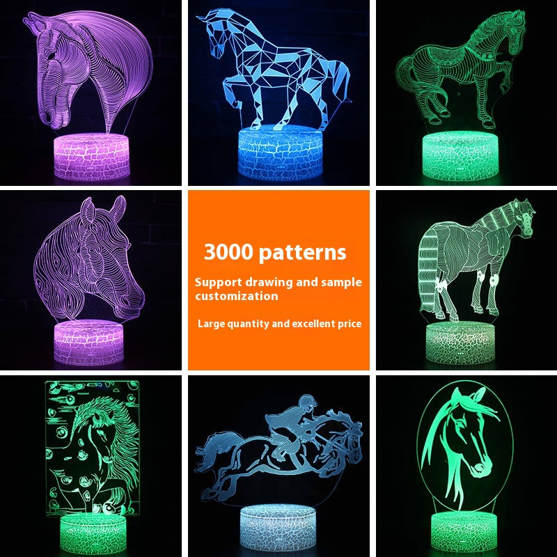 Horse Head Series Colorful Touch Remote Control 3D Table Lamp Lootquake LLC
