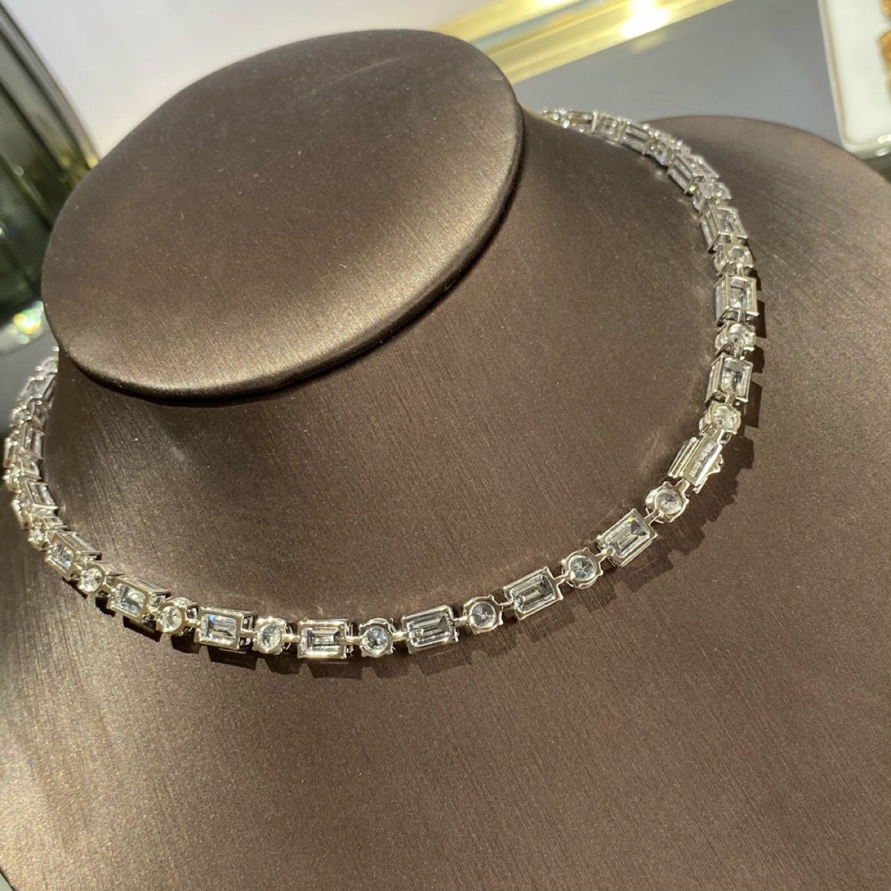 Moissanite Single Row Full Of Diamond Collarbone Chain Women Pi-Mart