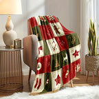 1pc Cozy Vintage Christmas Print Flannel Blanket - Soft, Warm, and Plush Throw for Couch, Sofa, Office, Bed, Camping, and Travel - Multi-Purpose Gift for All Seasons with Versatile Uses Lootquake LLC