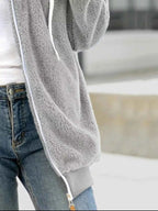 Full Size Cozy Fleece Zip-Up Hooded Jacket Plus Size THRIXINE