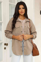 Cloudy Blue Snap-Front Collared Jacket with Pockets Lightweight and Versatile Jacket