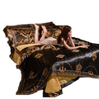 Cover Set Wedding Golden Jacquard Bedding Set Lace Flat Sheet Pillowcase 4pcs European Luxury Pi-Mart