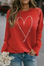 Red Rhinestone Heart Sweatshirt – Glamorous & Cozy | Femstylo