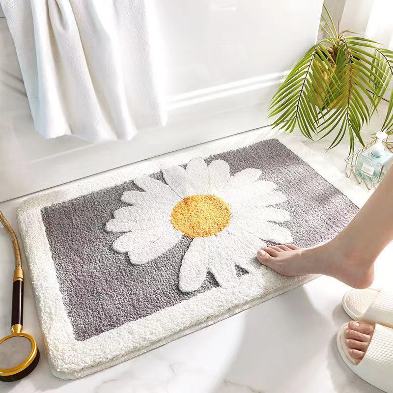 Home Bathroom Small Flower Anti-skid Foot Pad Absorbent Floor Mat Pi-Mart