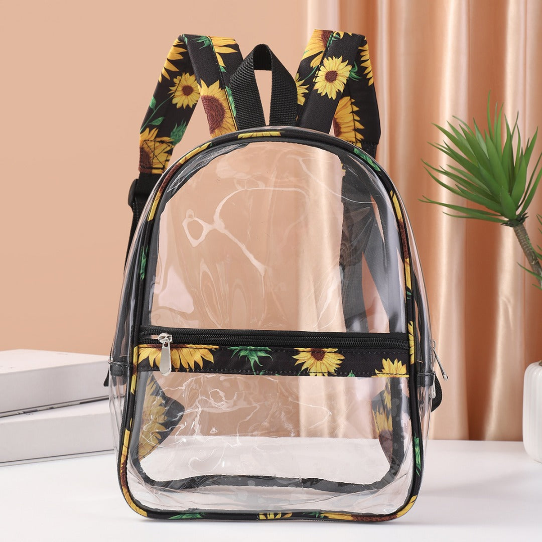PVC transparent waterproof backpack, smiley face beauty printing student backpack, book storage shoulder travel bag - SJB-DIAMOND ELITES