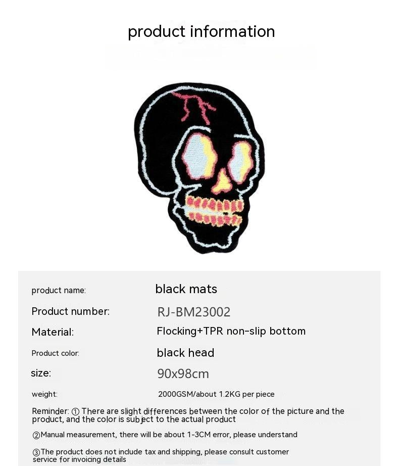 Special-shaped Fashion Black Skull Household Absorbent Non-slip Floor Mat Pi-Mart