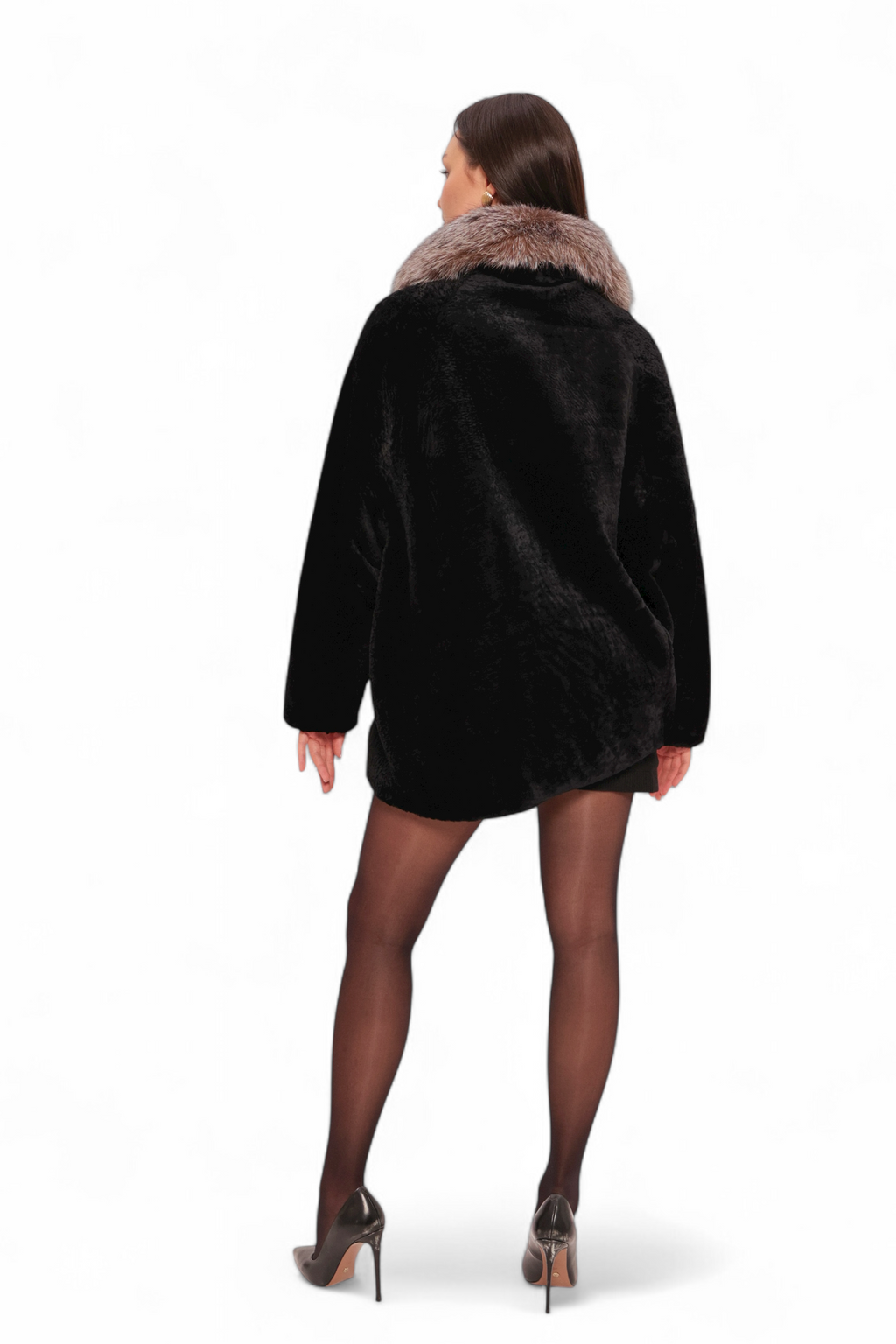 Palermo Genuine Astrakhan Silver Fox Trim Coat - SJB-DIAMOND ELITES