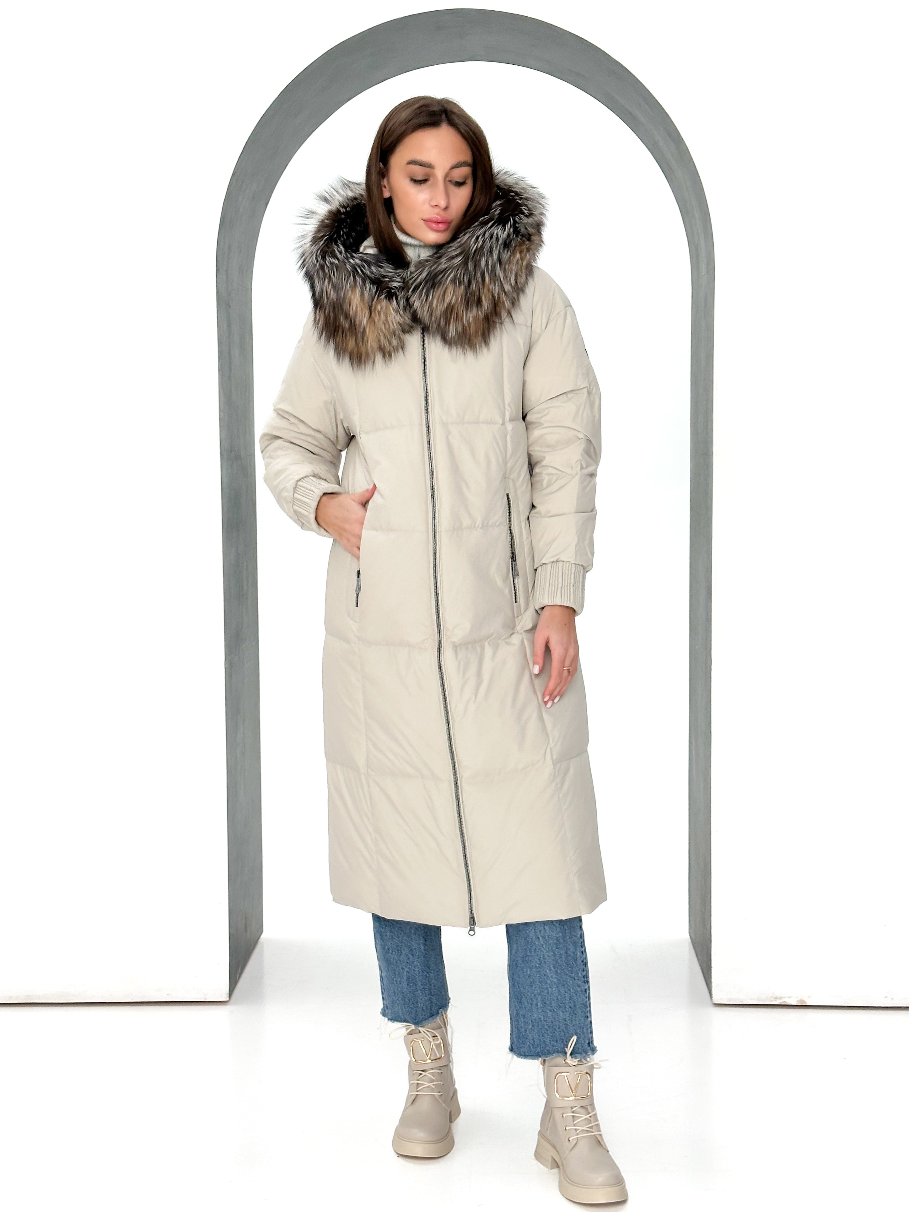 Alice Genuine Silver Fox Down Fill Coat - SJB-DIAMOND ELITES