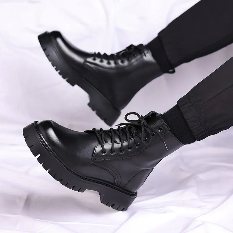 Men's Chelsea Ankle Boots - High-Top Leather Martin Boot Pi-Mart