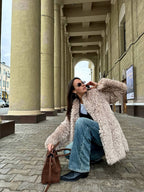 Faux Fur Coat with Leather Belt - SJB-DIAMOND ELITES