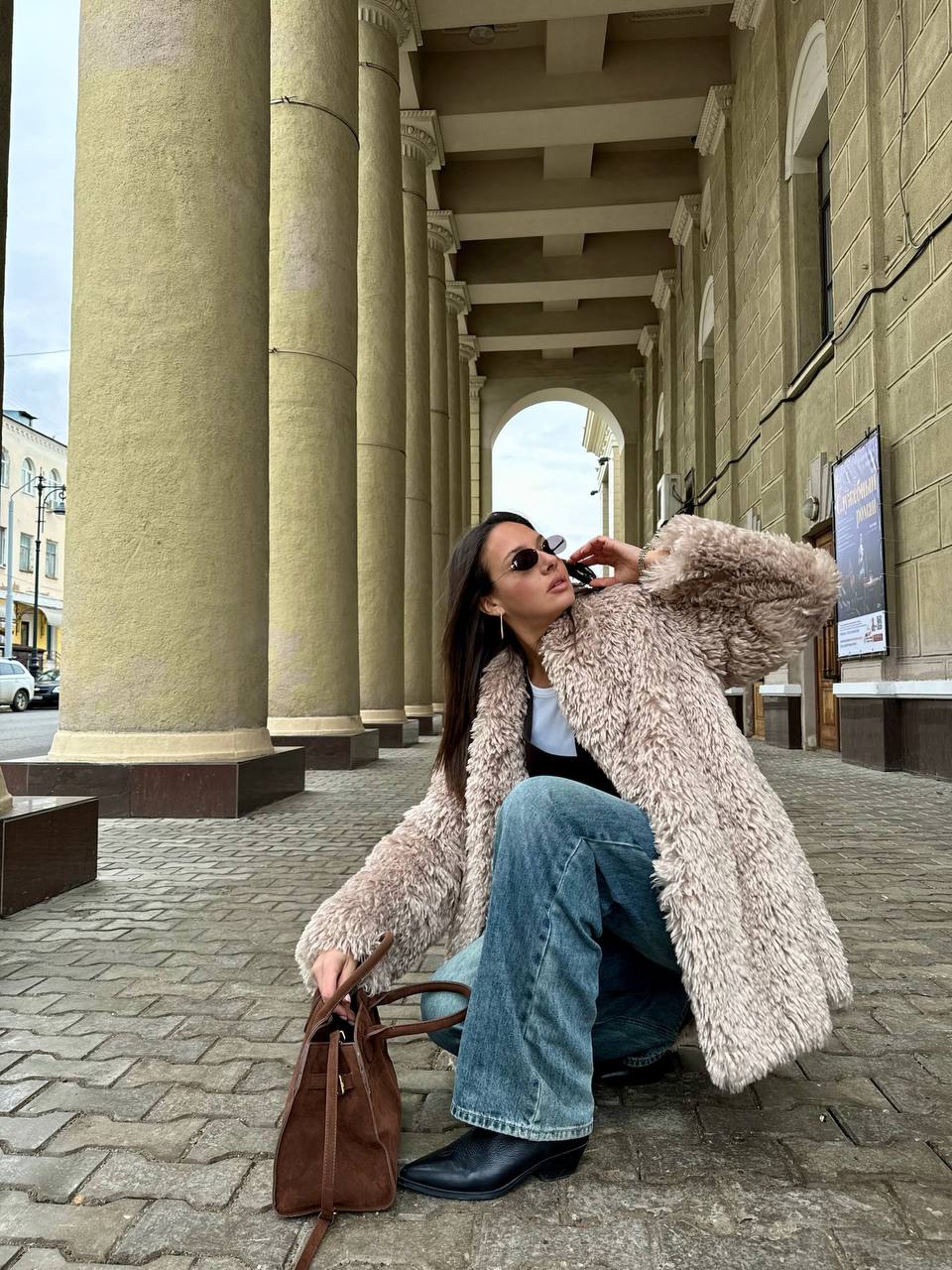 Faux Fur Coat with Leather Belt - SJB-DIAMOND ELITES