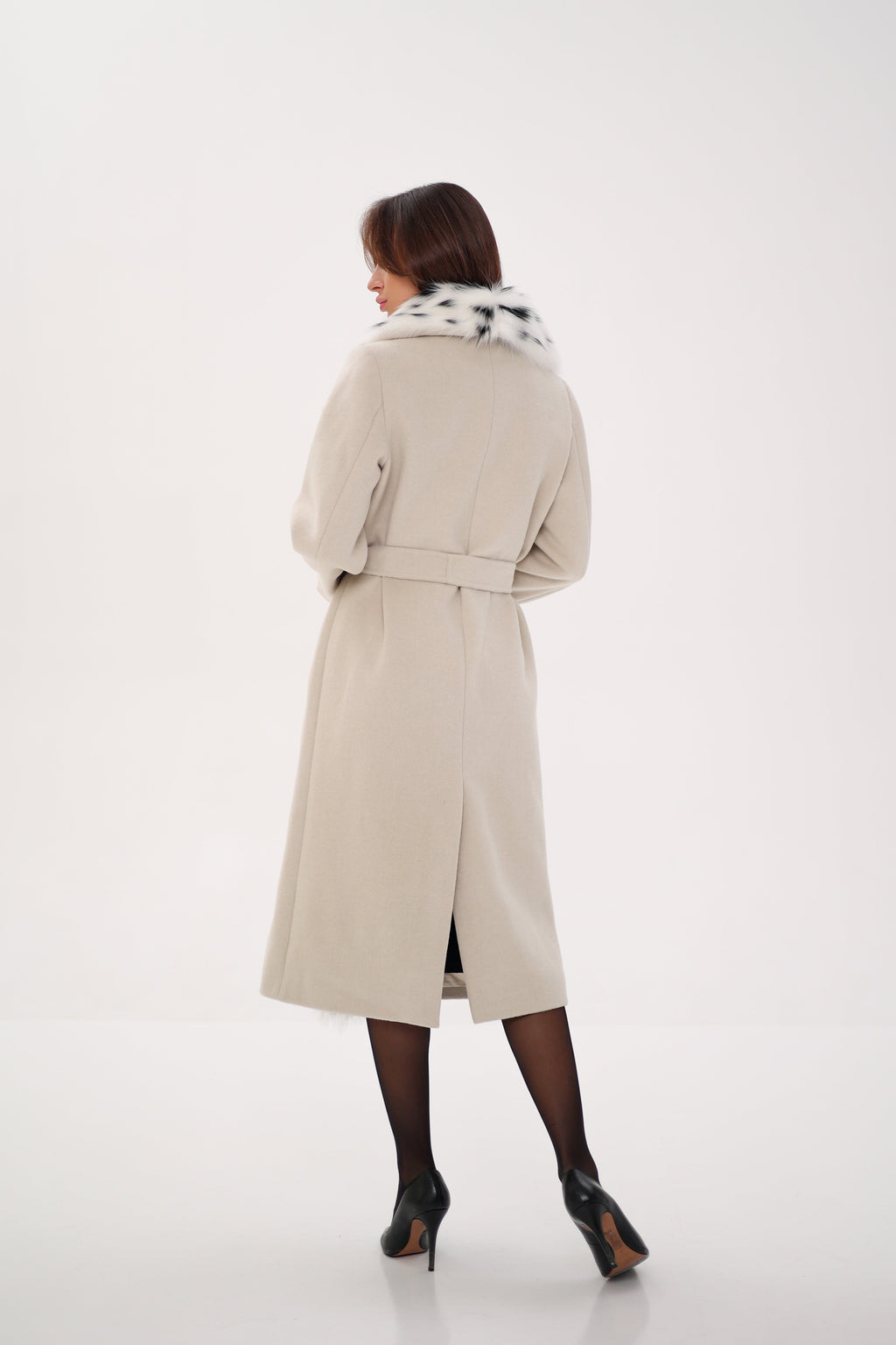 Genuine Arctic Fox Virgin Wool Wrap Coat - SJB-DIAMOND ELITES