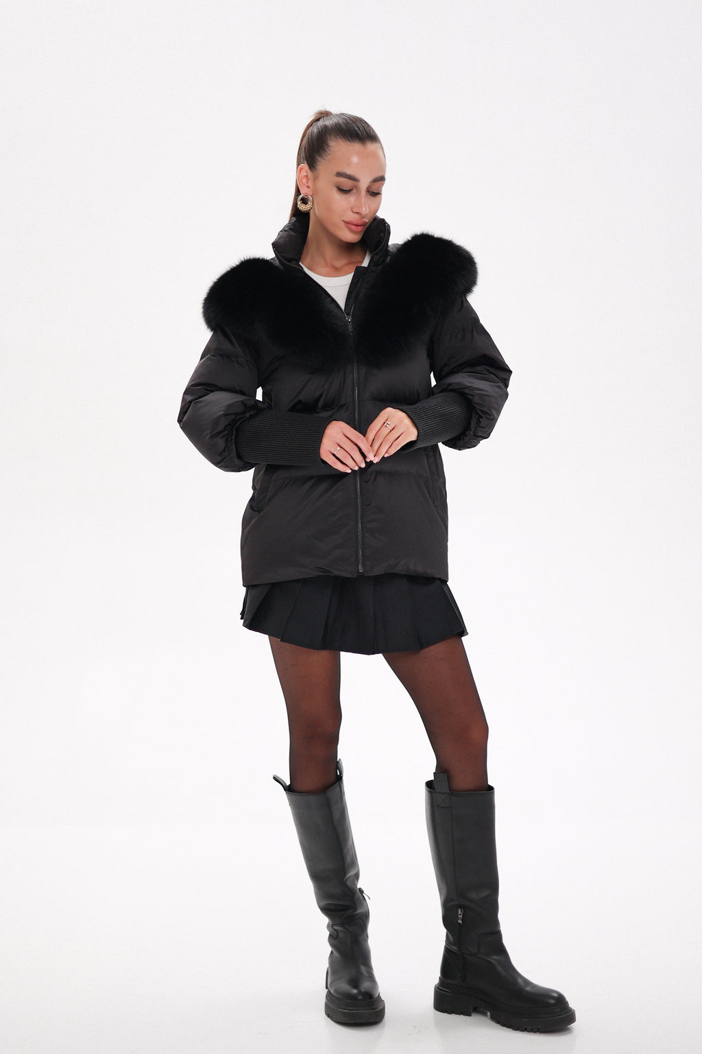 Amanda Genuine Fur Trim Down Fill Coat - SJB-DIAMOND ELITES