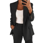 Solid Color Blazer Long Sleeve Pi-Mart