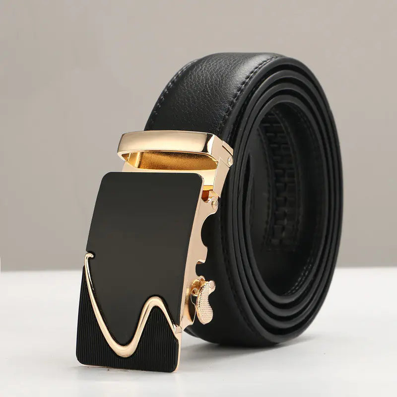Genuine Leather Men's Belt with Automatic Buckle Pi-Mart
