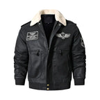 Men's Vintage Brown Bomber Leather Jacket for Winter Pi-Mart