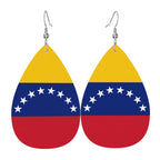 Venezuela Flag Leather Earrings Dangle Earrings Lightweight Teardrop Earrings for Women Lootquake LLC