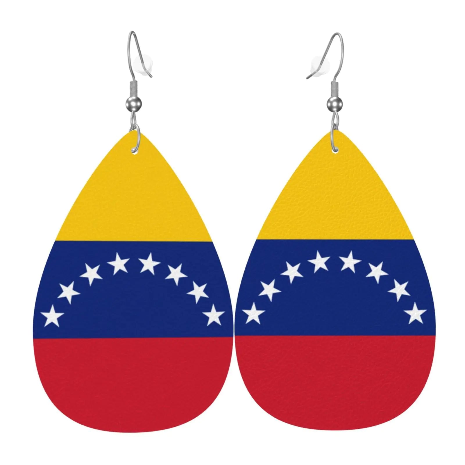 Venezuela Flag Leather Earrings Dangle Earrings Lightweight Teardrop Earrings for Women Lootquake LLC
