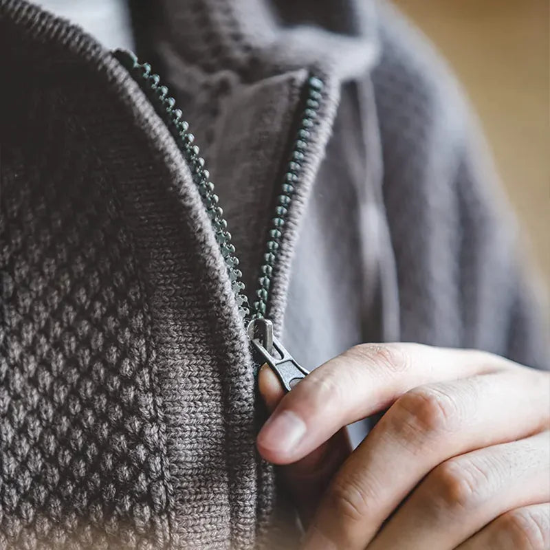Casual Knit Sweater Half-Zip Essentials Hoodies Pi-Mart