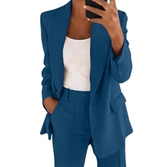 Solid Color Blazer Long Sleeve Pi-Mart