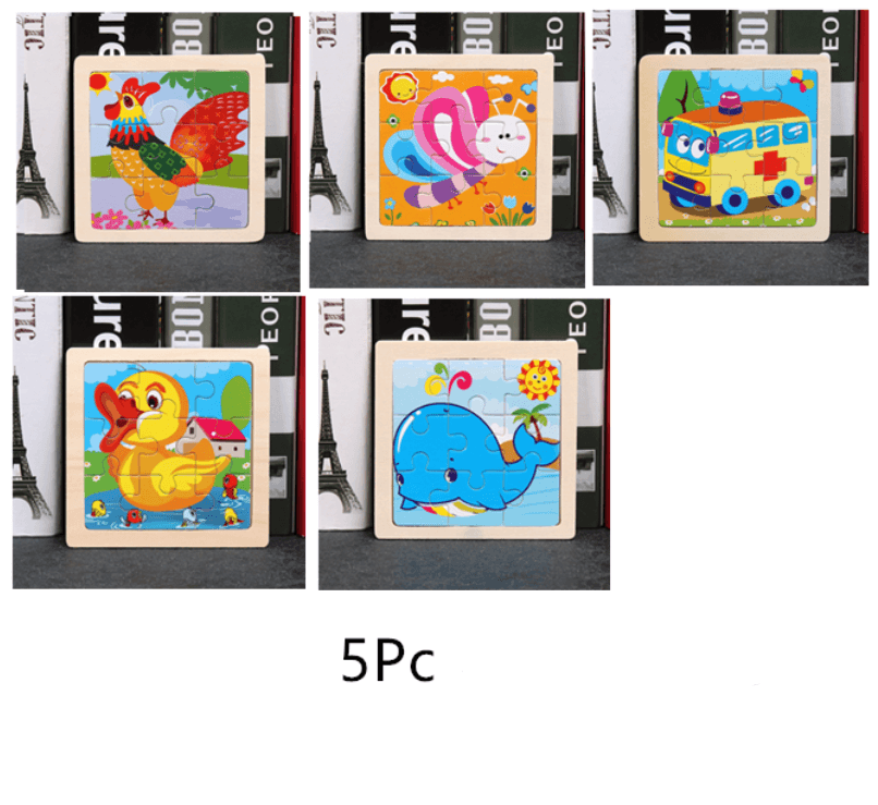 10pcs Of Wood Puzzle Baby Young Children Early Lessons Learned Intelligence Cartoon Animal Puzzle Wooden Toys Education Puzzles - SJB-DIAMOND ELITES