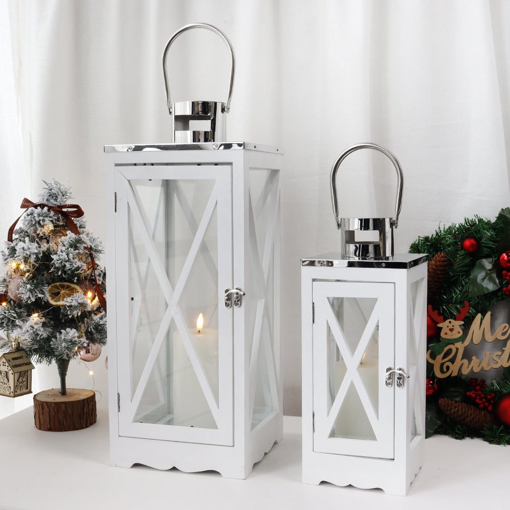 17.5''&24.5'' H Metal Decorative Candle Holders Rustic Hanging Lantern(Set of 2) Lootquake LLC
