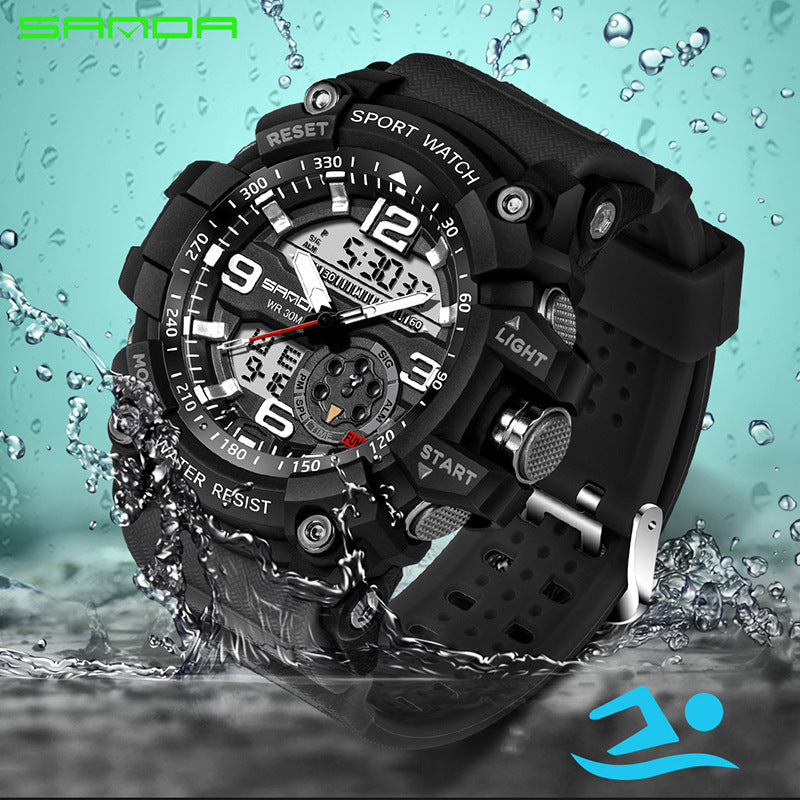 NEW Sport Analog-Digital Watch For Men and Woman  Waterresistant 50M Professional Waterproof Quartz Large Dial Military Wristwatches  With Night Mode - SJB-DIAMOND ELITES