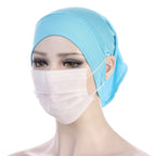 NEW Soft Cotton Hijab Breathable Turban Tie Under Scarf Elegant Ear Hole Stretch Inner Hijabs Lightweight Turban Round Front Under Hijab Caps Female Turban Bonnet Stevvex